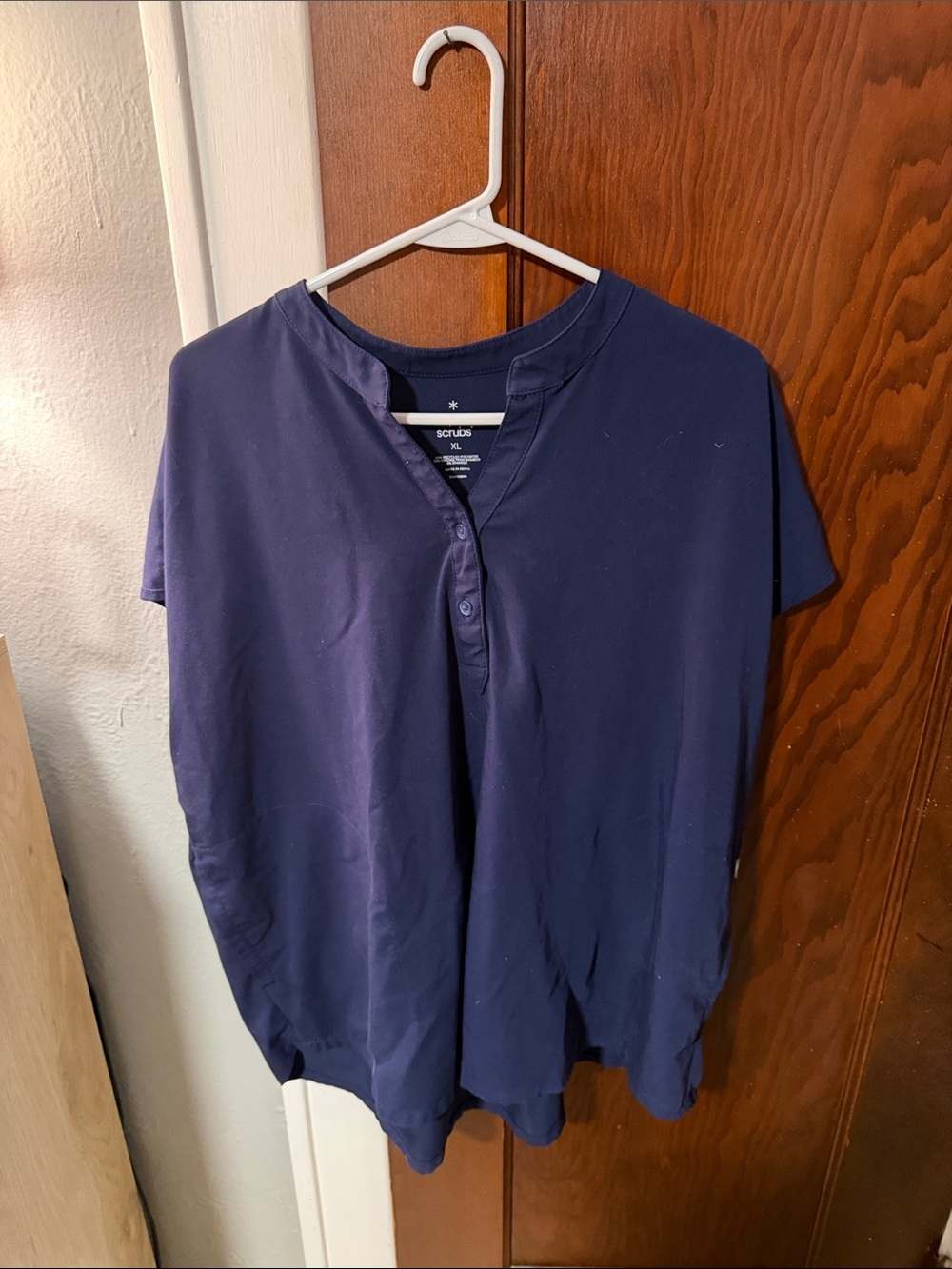 Smart Scrubs Navy Short-Sleeve Henley Top and bottoms